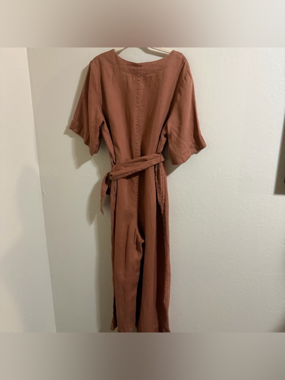 Everlane The Wrap Jumpsuit – Carob Brown 100% breathable linen boho silhouette 8 - Picture 8 of 13